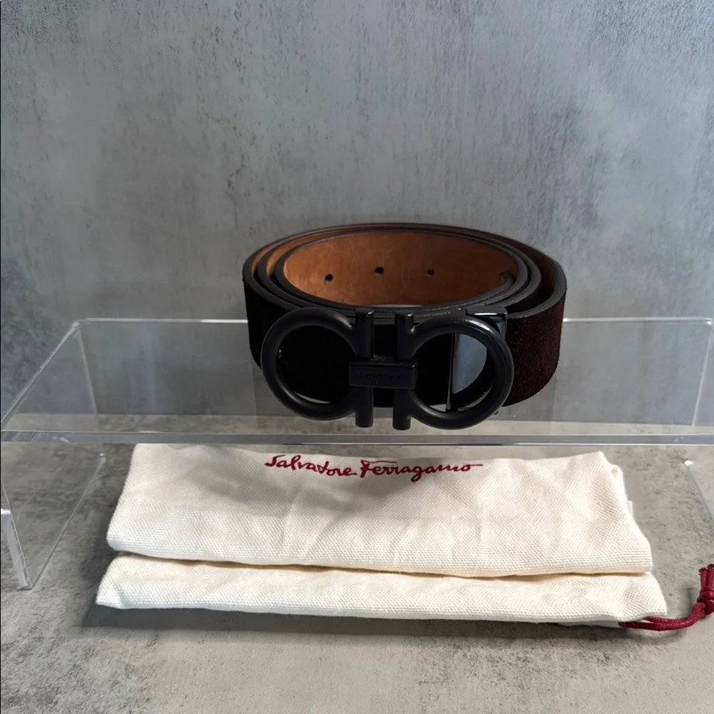 Salvatore Ferragamo Black Leather Belt