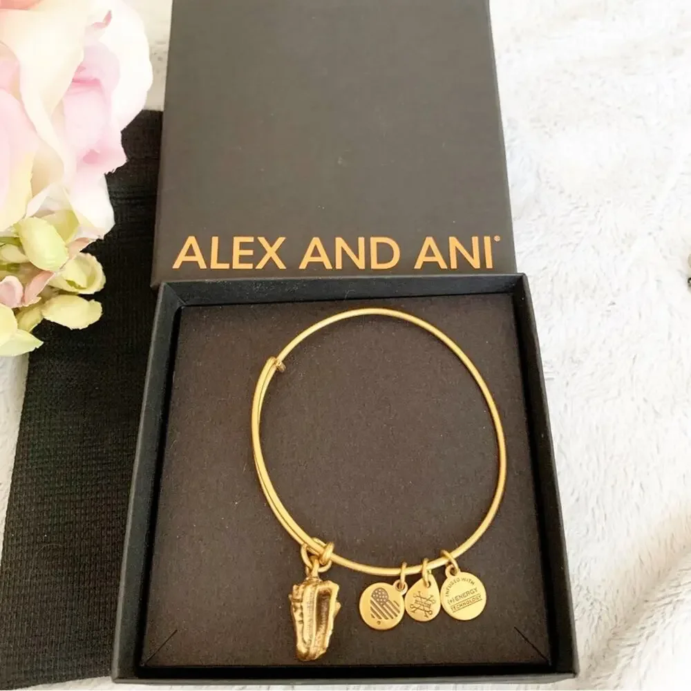 Alex and Ani Rafaelian Gold Conch Shell Charm Wire Bangle Bracelet  NIB