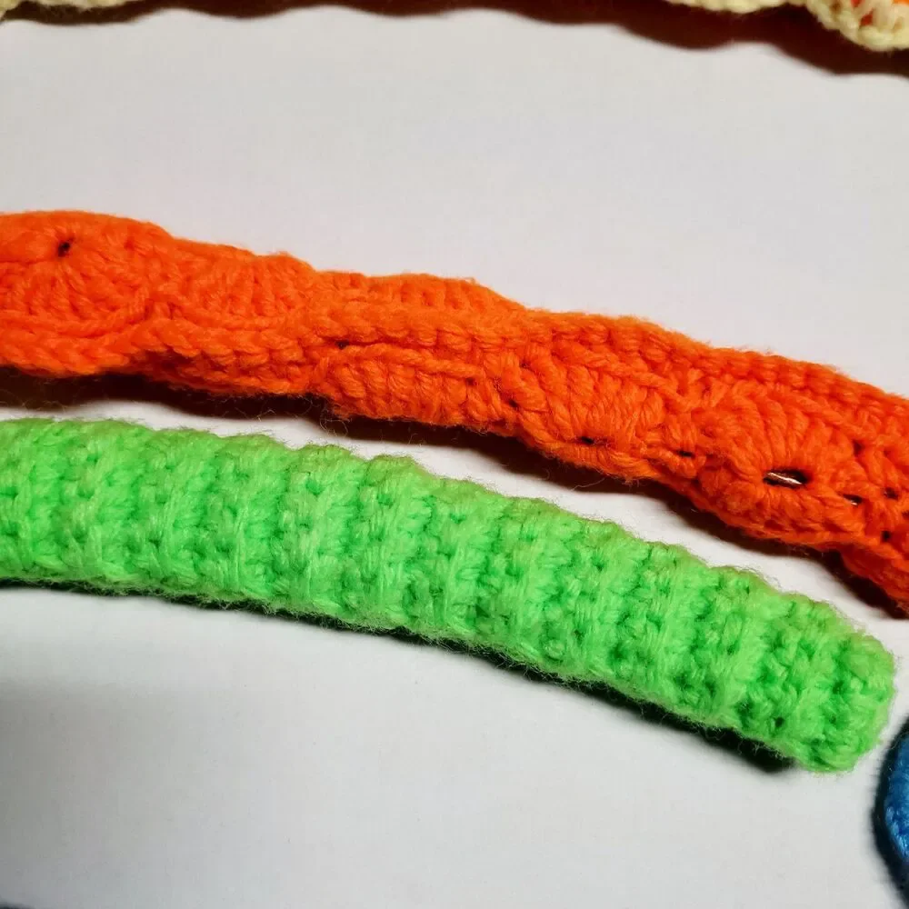 Lot Of 5 Vtg Handmade Crochet Wood Hangers Granny Core Multicolored 17”