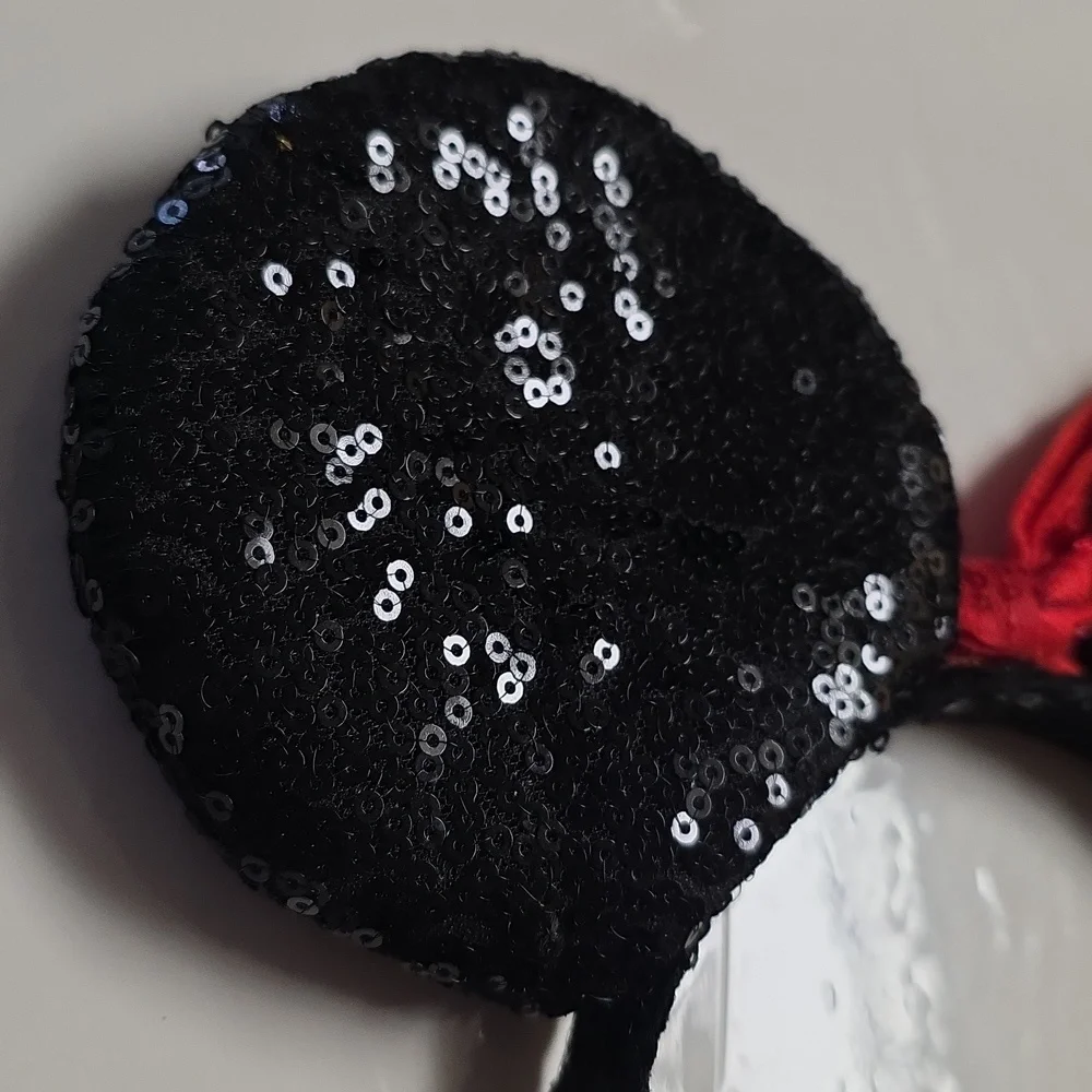 Sequin Headband Girls Red Black Mouse Ears