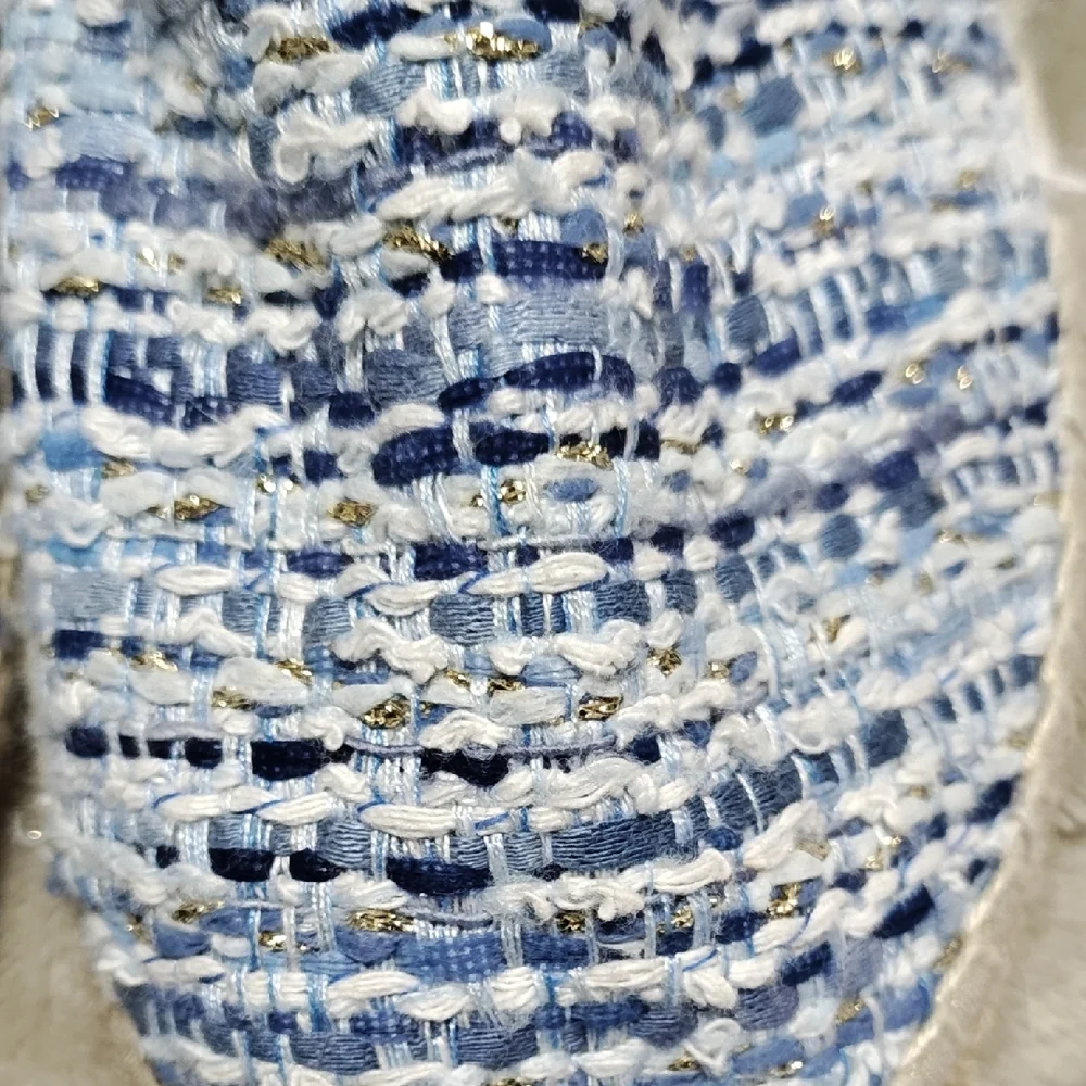 Manebi Tweed Blue Espadrille Women Shoes size 39/8