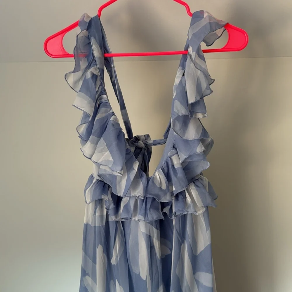 Abercrombie & Fitch Blue Ruffled Maxi Dress