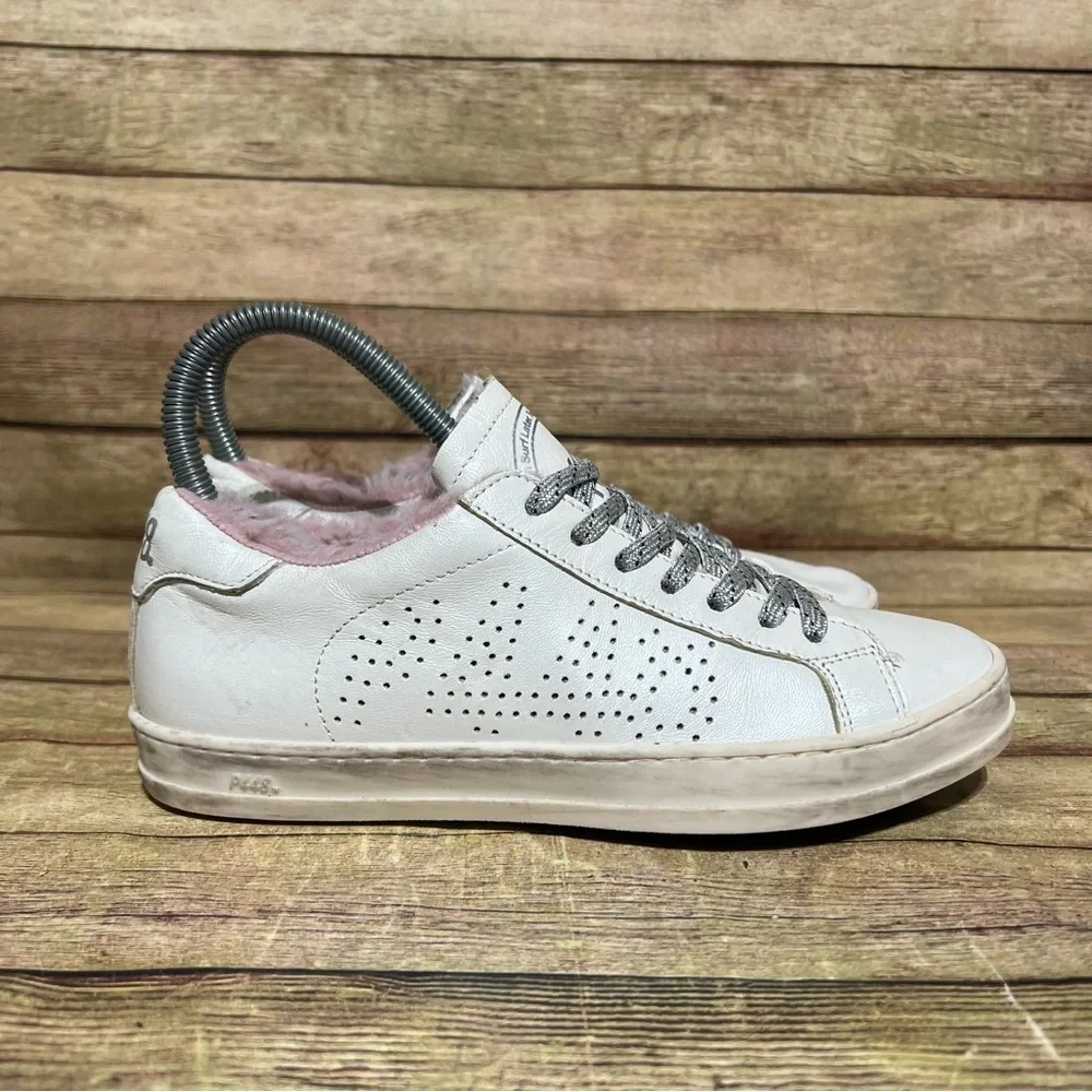 P448 Leather Faux Trim Low Sneakers