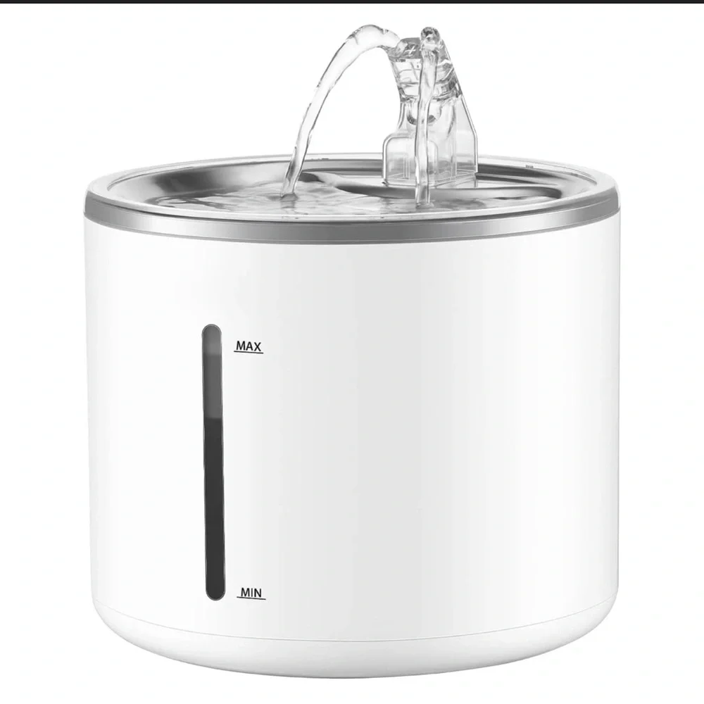 Pet Fountain with Stainless Steel Tray, Automatic Dog / Cat Water Bowl Fountain
