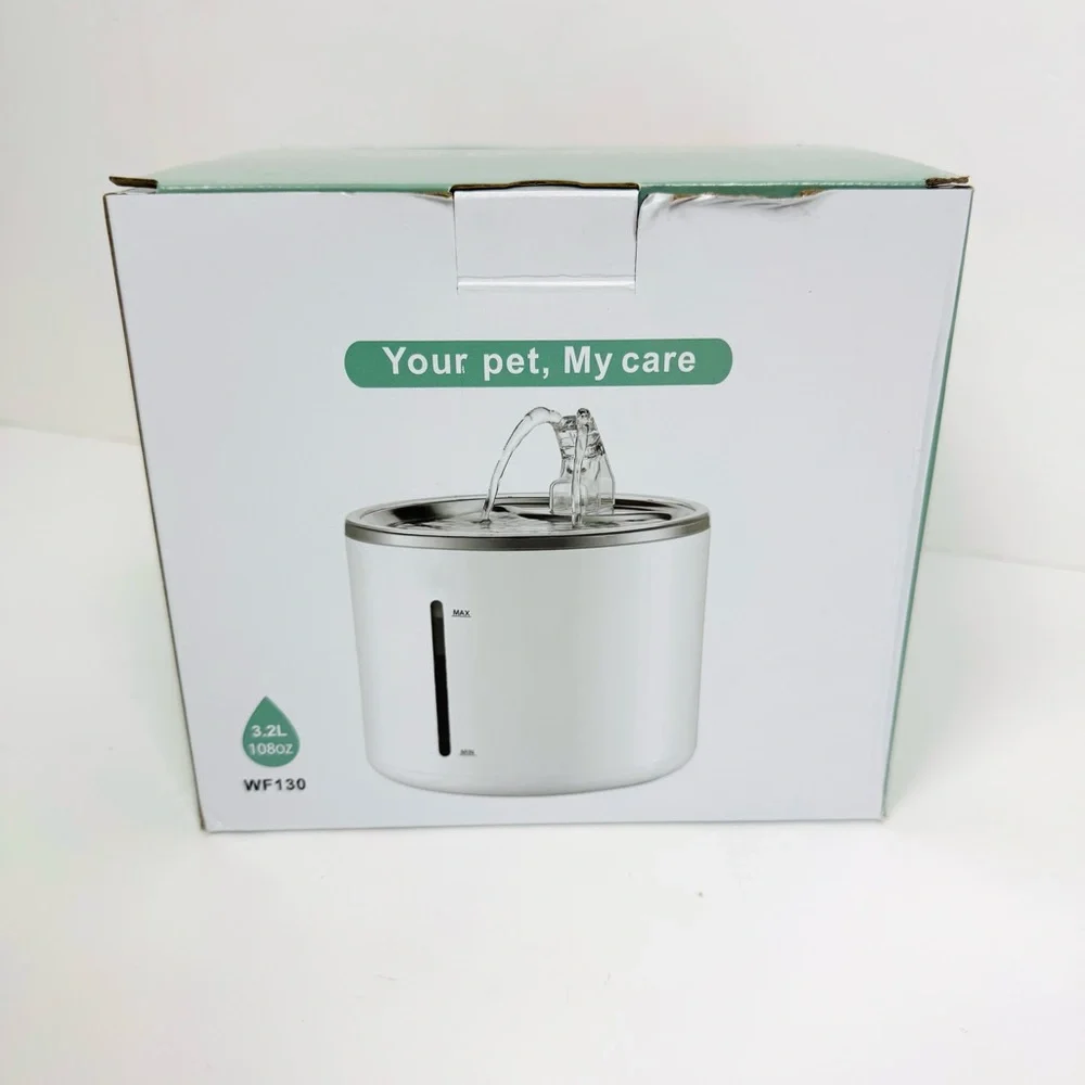 Pet Fountain with Stainless Steel Tray, Automatic Dog / Cat Water Bowl Fountain