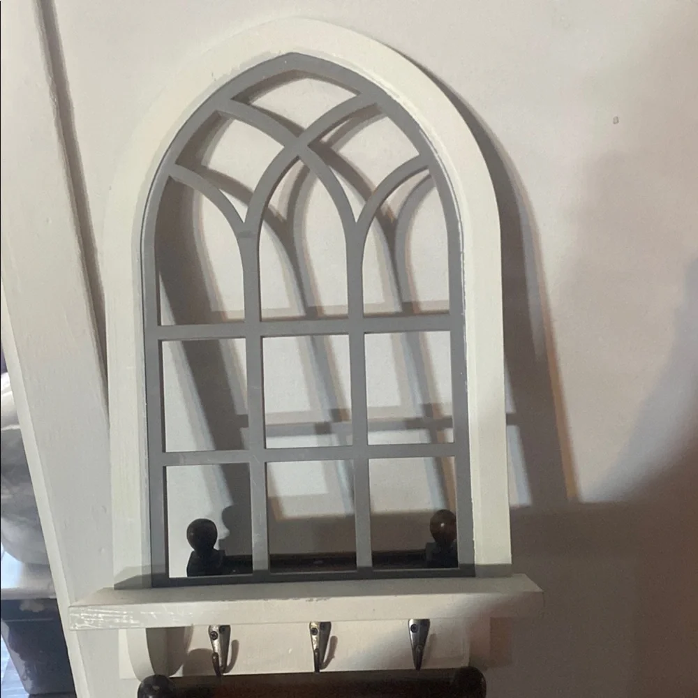 White and Gray Wall Hooks with Arched Design