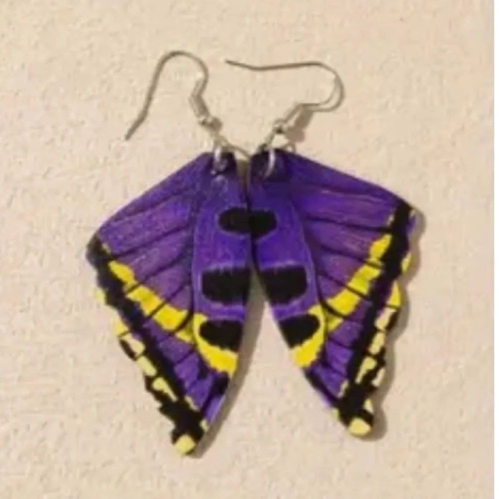 NWT Beautifully Detailed and Colorful Butterfly Wings Pierced Dangle Earrings!