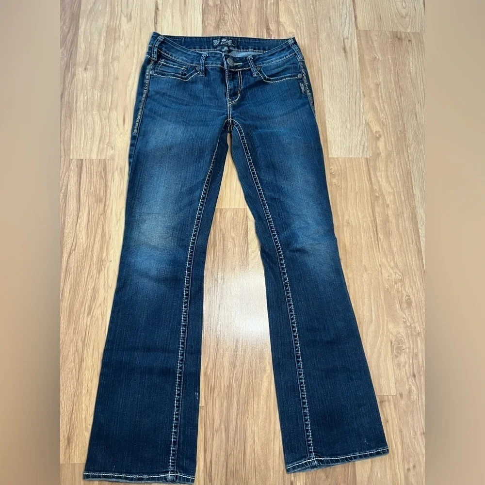 Silver Jeans Womens Aiko Boot Cut Blue Dark Wash Size 28