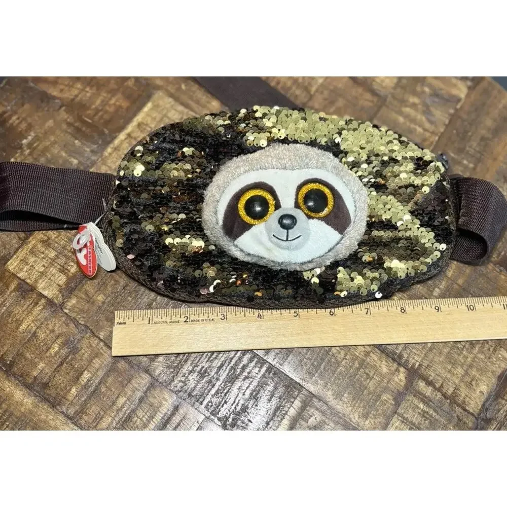 TY Fashion Beanie Baby Sloth Sequin Fanny Pack Belt Bag New With Original Tags
