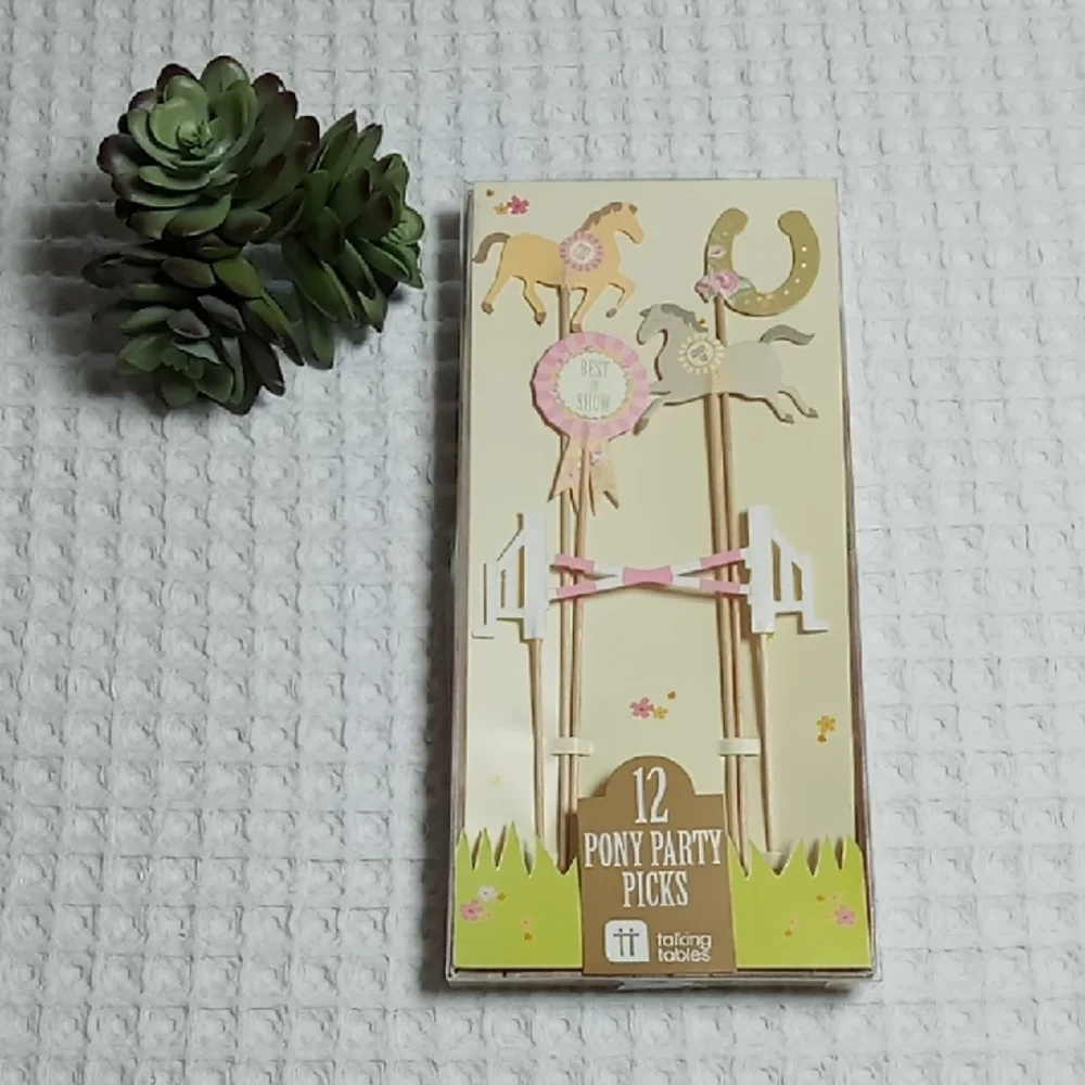 Talking Tables Pony Party Picks Pack Of 12 New In Box Muted Tones