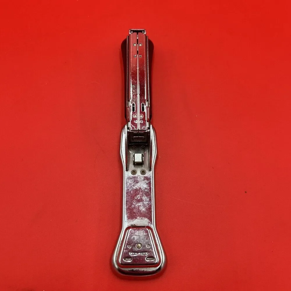 Ace Cadet Liftop Stapler, Model 302 Marbelized Brown Top Chrome Chicago Vintage