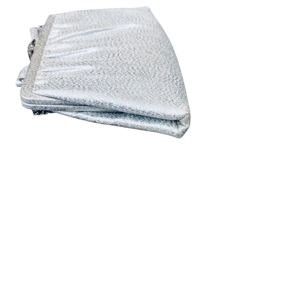 After Five Vintage Embellished Elegant Silver Metallic Clutch With Rhinestones