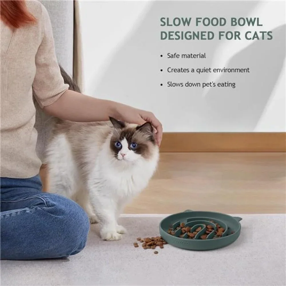 Coomazy Silicone Slow Feeder Dog Cat Bowls, Interactive Puzzle Toy for Pets