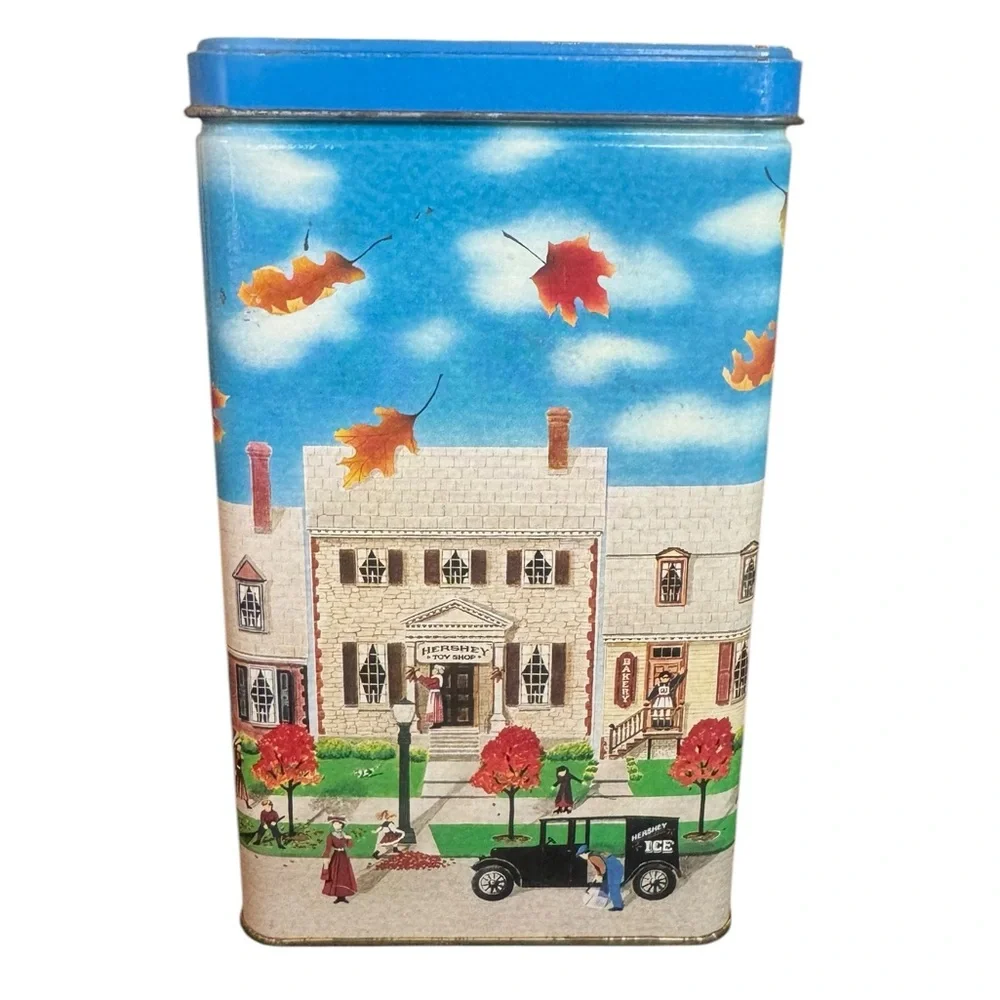 Vintage Decorative Hershey Chocolate Hometown Series Tin with Autumn Scene