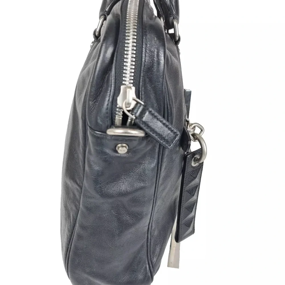 Black Leather Men's Laptop Bag