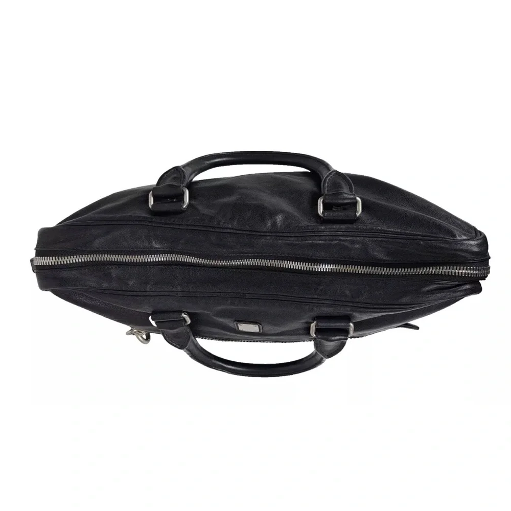 Black Leather Men's Laptop Bag