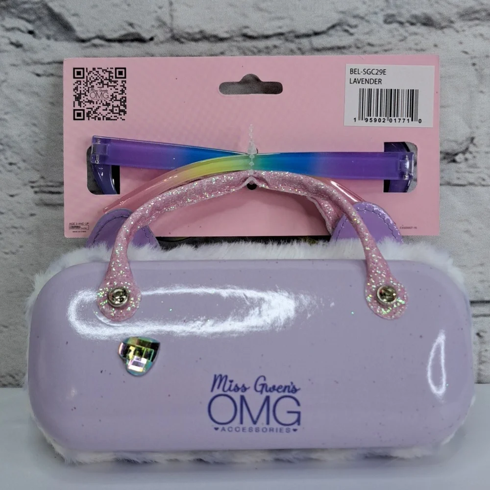 MISS GWEN'S 'OMG' HEART SUNGLASSES & FUZZY HARD CARRING CASE 'BOUGIE KITTY'