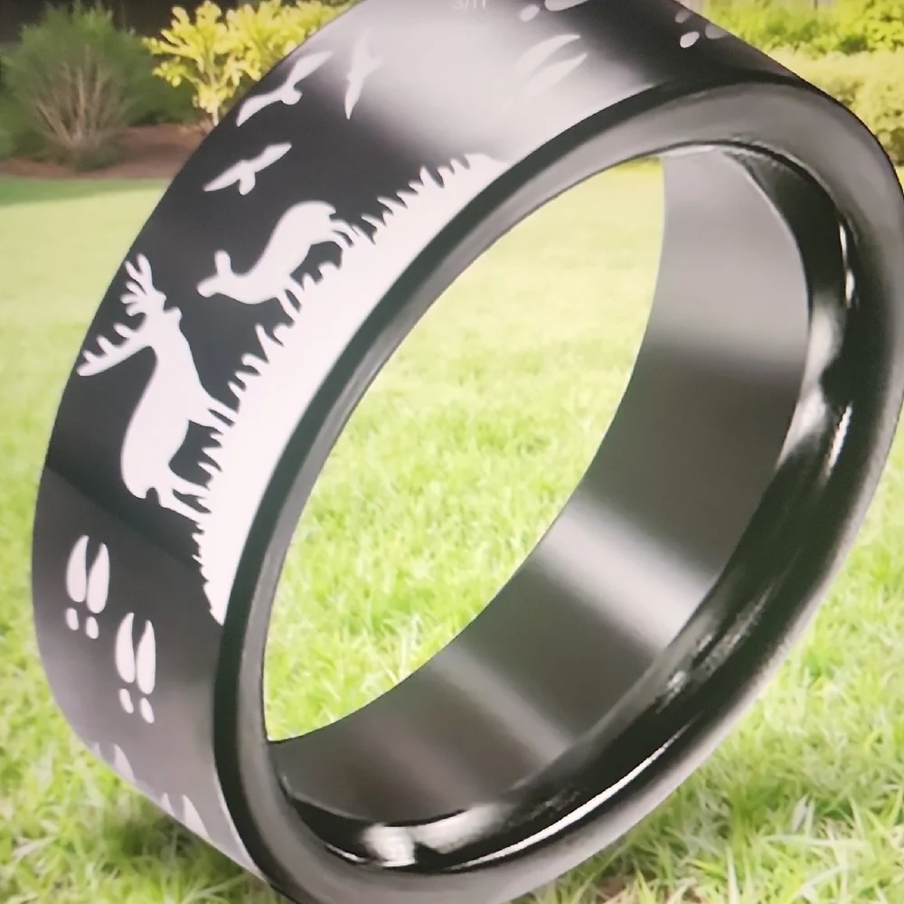 Black Stainless Deer Ring 🦌