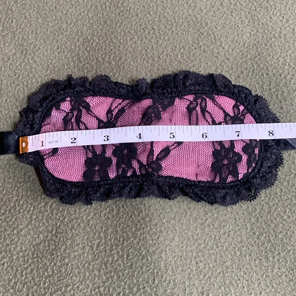 New set of 3 pink and black lace blindfolds. Never used. See pictures for size.
