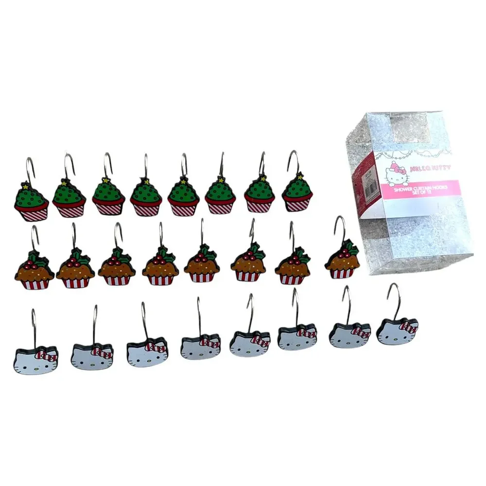 Sanrio Hello Kitty 2024 Holiday Christmas Shower Curtain Hooks 24-CT