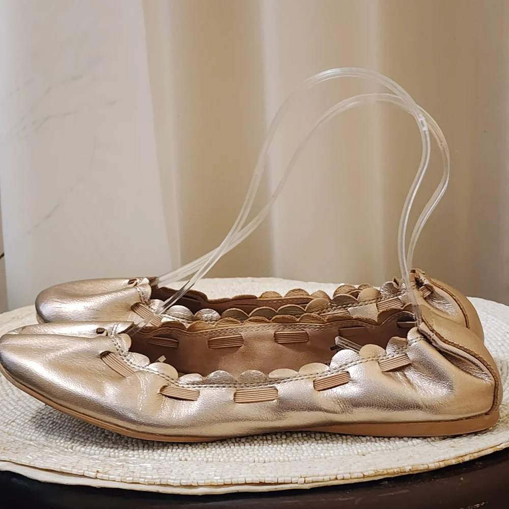 Metallic Ballet Flats Tucker + Tate Shoes Girls 4.5 Youth PINK Gold.