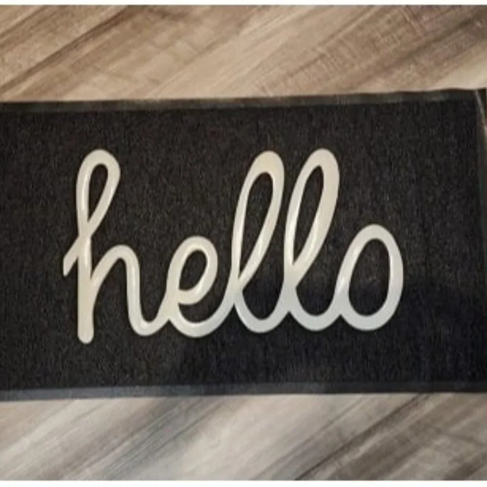 New 100% Water Resistant All Weather Hello Door Mat, Dirt Grabber Mesh Welcome