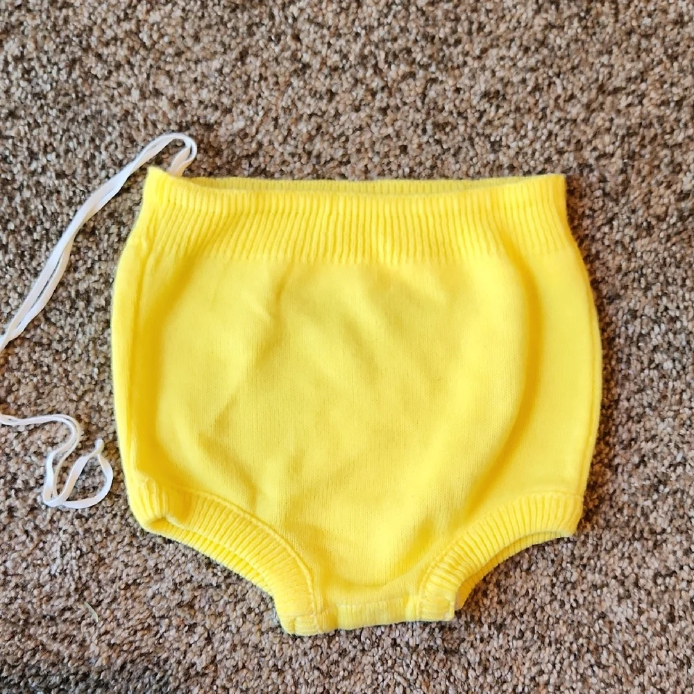 Vintage Yellow Knit Baby Bloomers
