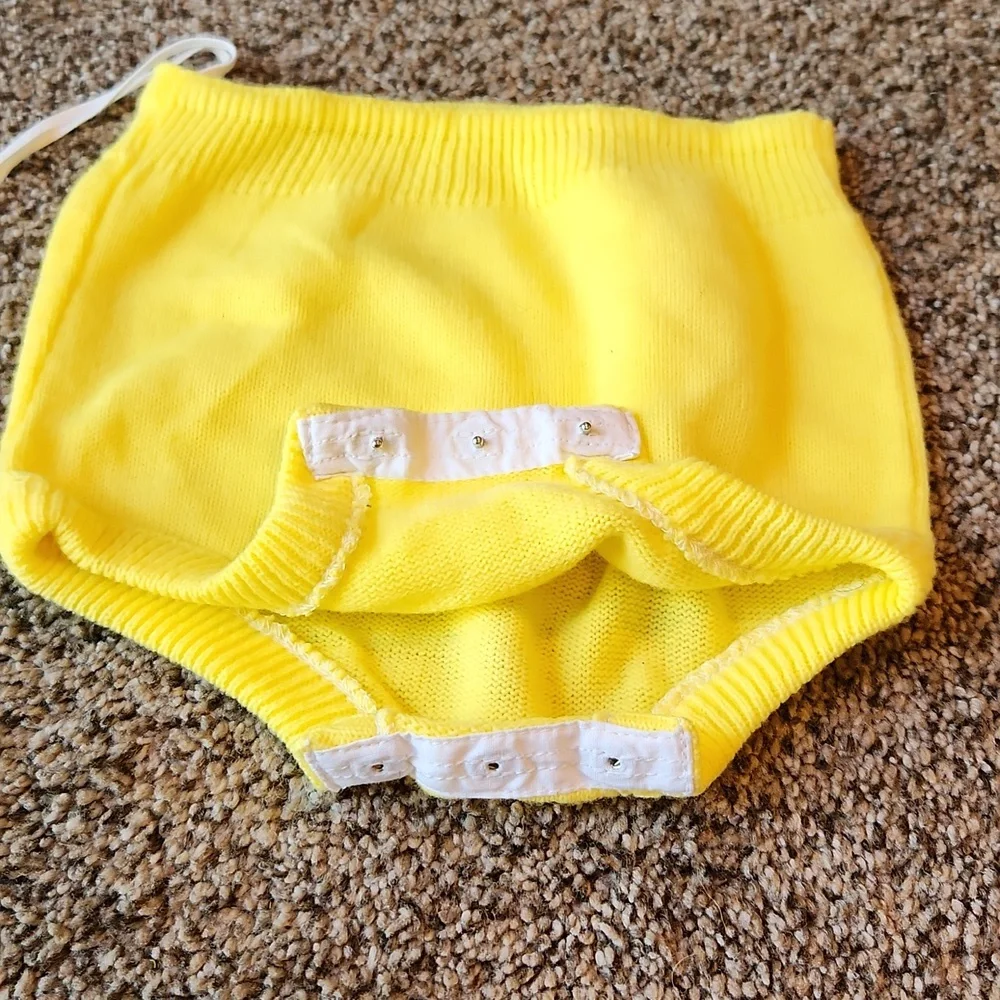 Vintage Yellow Knit Baby Bloomers