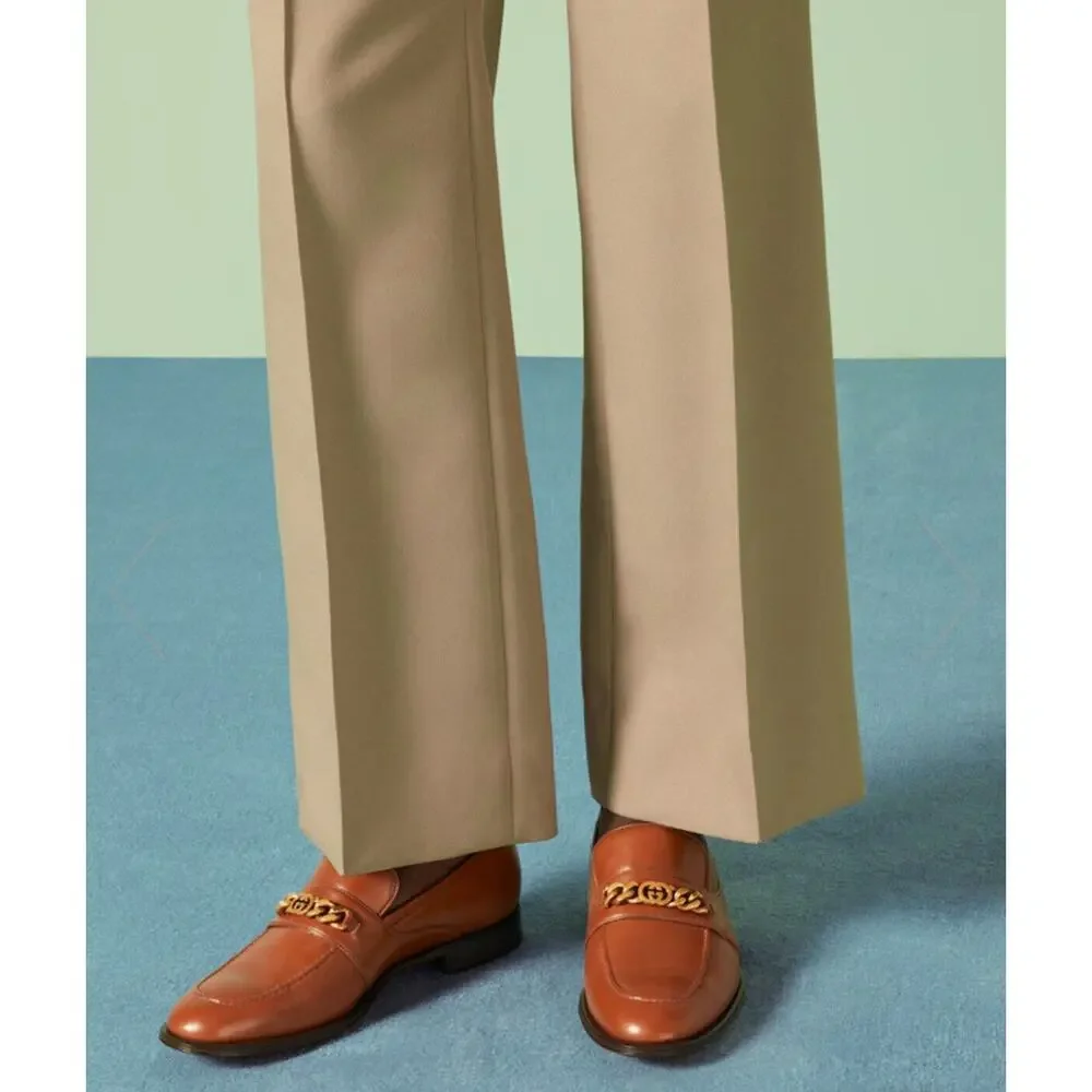 Gucci Chain Interlocking GG 9.5/ US 10 Loafer Brown Italian Leather Shoe NIB