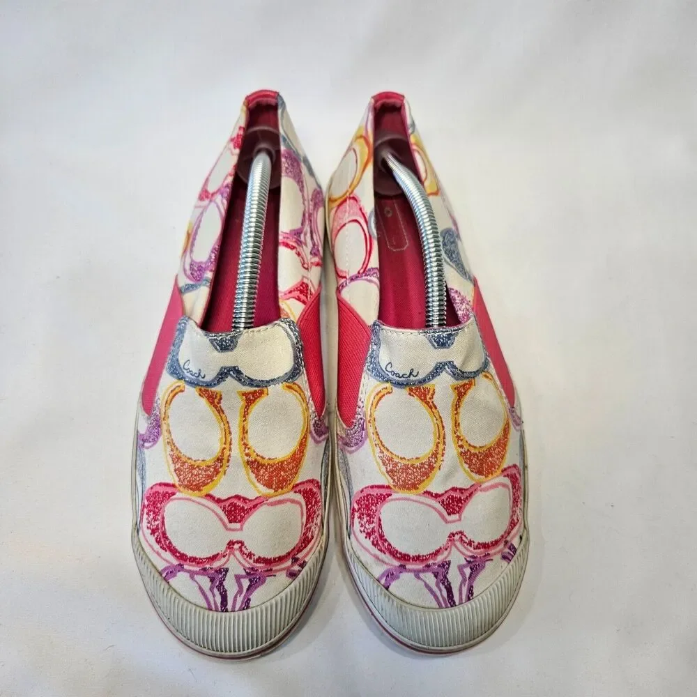 Coach Womens Kaycee Multicolor Poppy Monogram Slip On Shoes Size 7.5B Comfort