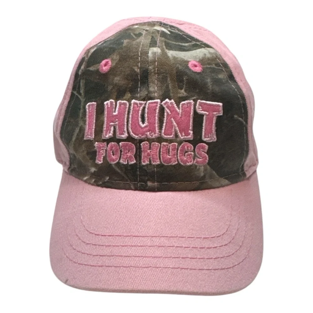 Pink and Camouflage 'I Hunt for Hugs' Cap- infant size