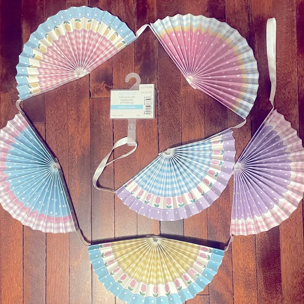 Colorful Easter Fan Garland Party Decoration,Baby Shower, Spring Decorations