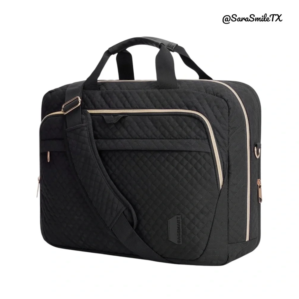 BAGSMART 17.3” Black Quilted Expandable Business Laptop Bag - NWOT