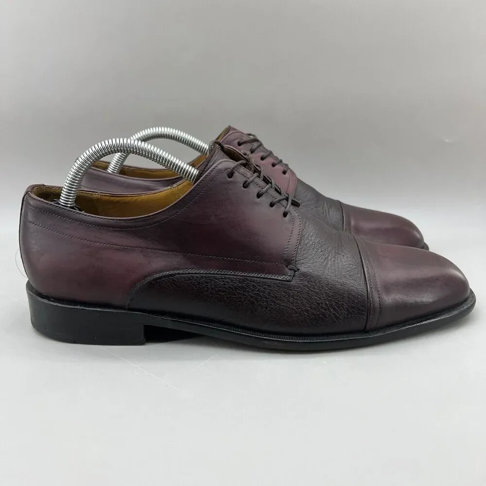 Paolo De Marco Alberta Shoes Men Size 9.5 M Burgundy Leather Cap Toe Low Oxford