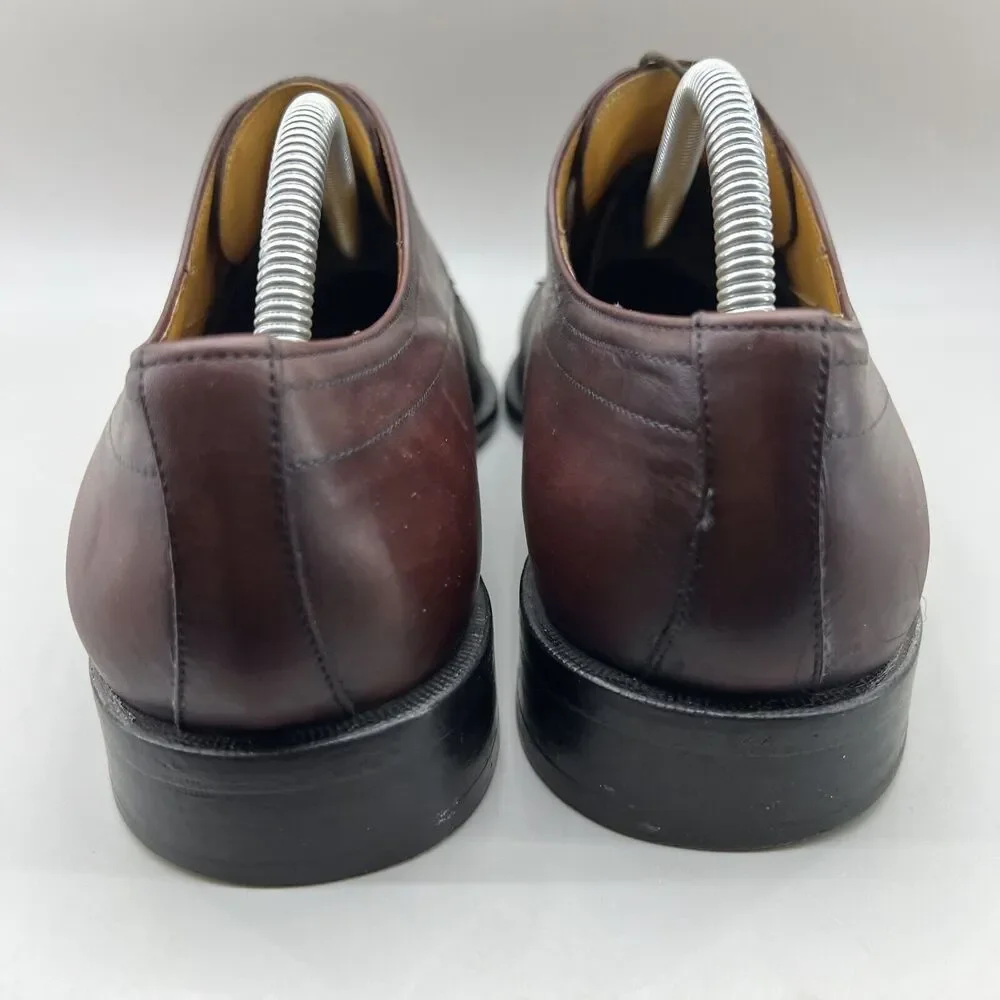 Paolo De Marco Alberta Shoes Men Size 9.5 M Burgundy Leather Cap Toe Low Oxford