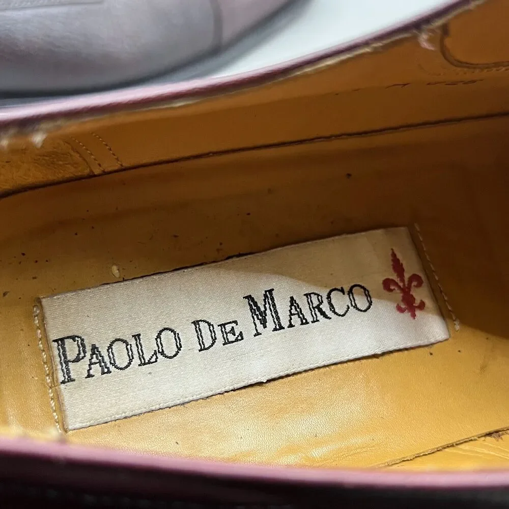 Paolo De Marco Alberta Shoes Men Size 9.5 M Burgundy Leather Cap Toe Low Oxford