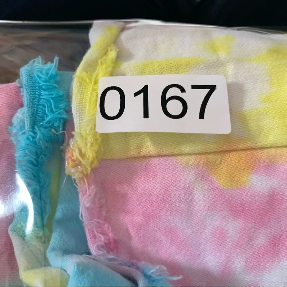 Judy Blue Shorts Tie Dye Rainbow Women XL Stretch Denim Fray Cut-Off Colorful