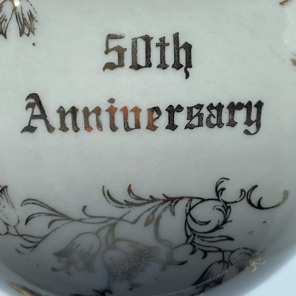 Hand painted 22-Kt. Gold 50th Anniversary Teapot with Lid