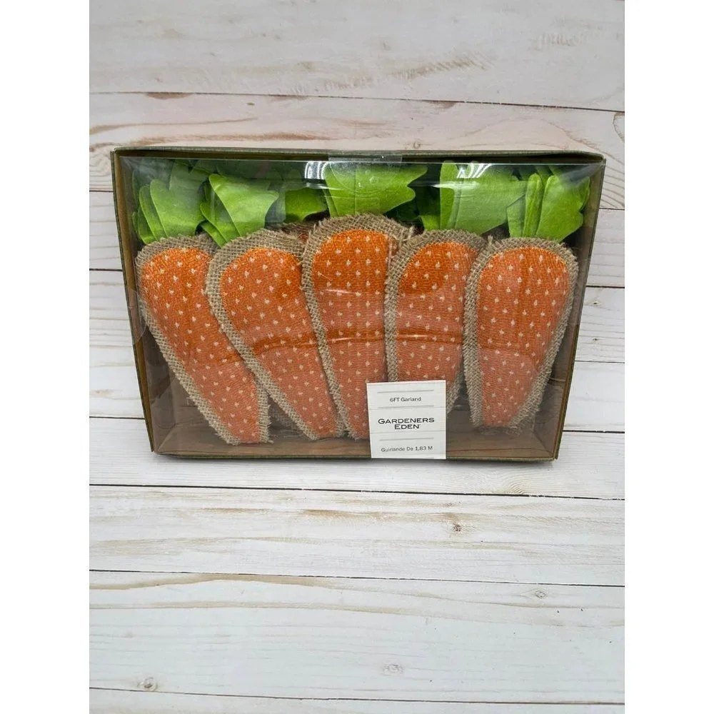 Spring Burlap Carrot 6 ft garland Burlap raw edges NEW Easter decor