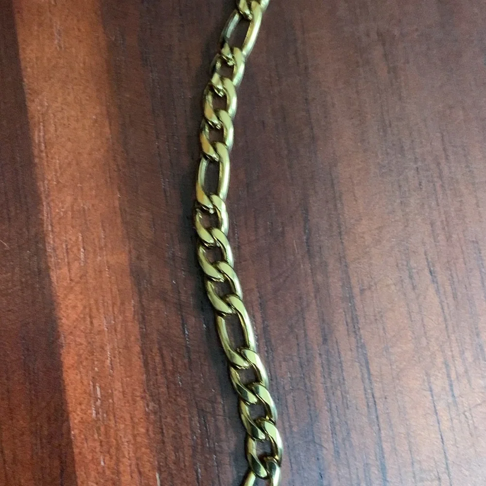 HZMAN 24K gold plated stainless steel figaro chain necklace