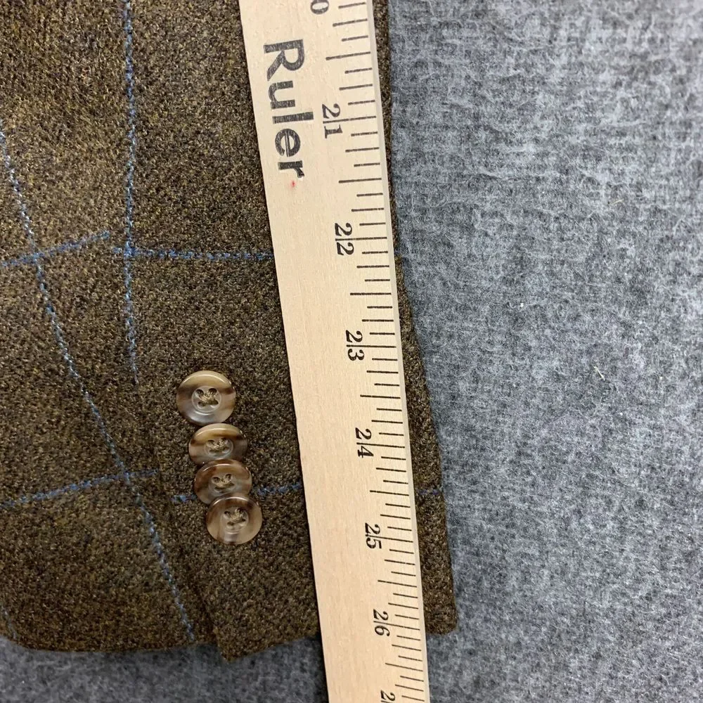 Haspel Belmont Blazer Jacket Men 48L (Fits Small) Brown Cashmere Wool Sport Coat