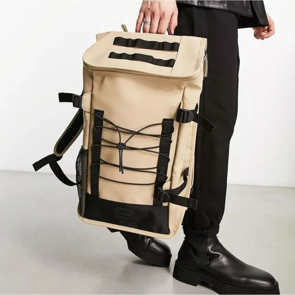 RAINS Trail Mountaineer Backpack Travel Bag in Sand Unisex Men Women Waterproof
