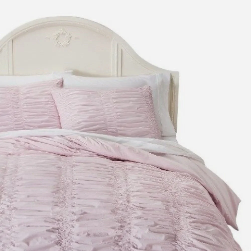Rachel Ashwell Simply Shabby Chic Pink Ruched Duvet Cover, sz Twin