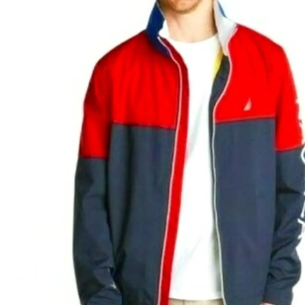 Nautica Men's Size 1XL Big Rain breaker Lightweight Jacket New Colorblock
