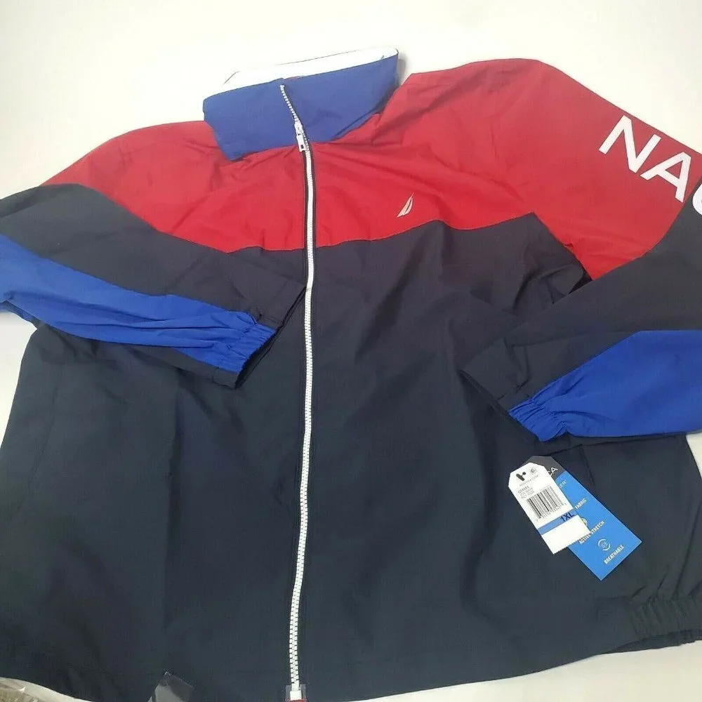 Nautica Men's Size 1XL Big Rain breaker Lightweight Jacket New Colorblock