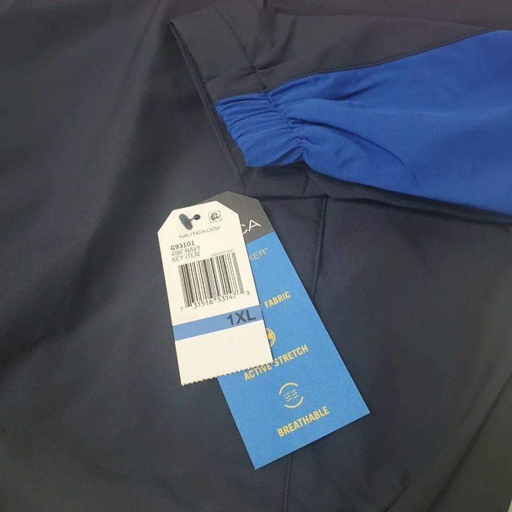 Nautica Men's Size 1XL Big Rain breaker Lightweight Jacket New Colorblock
