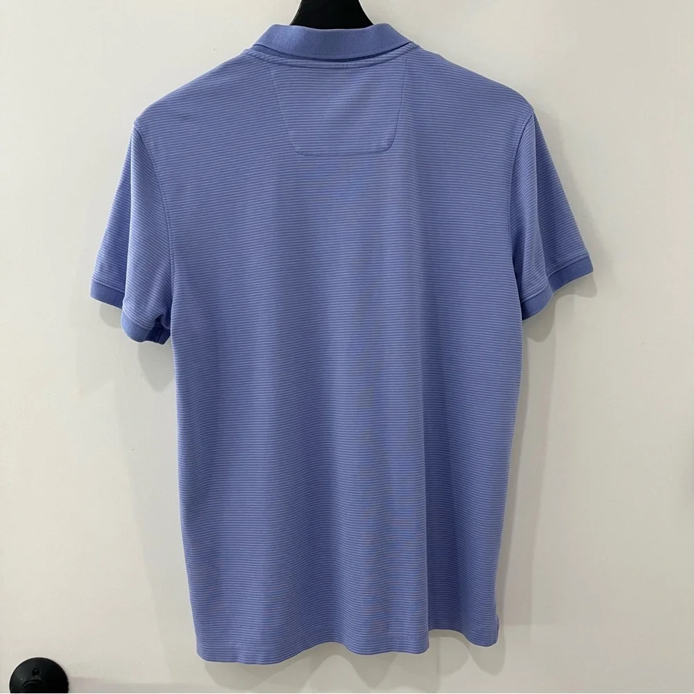 Calvin Klein Men’s Blue Polo Shirt Striped Cotton Medium EUC