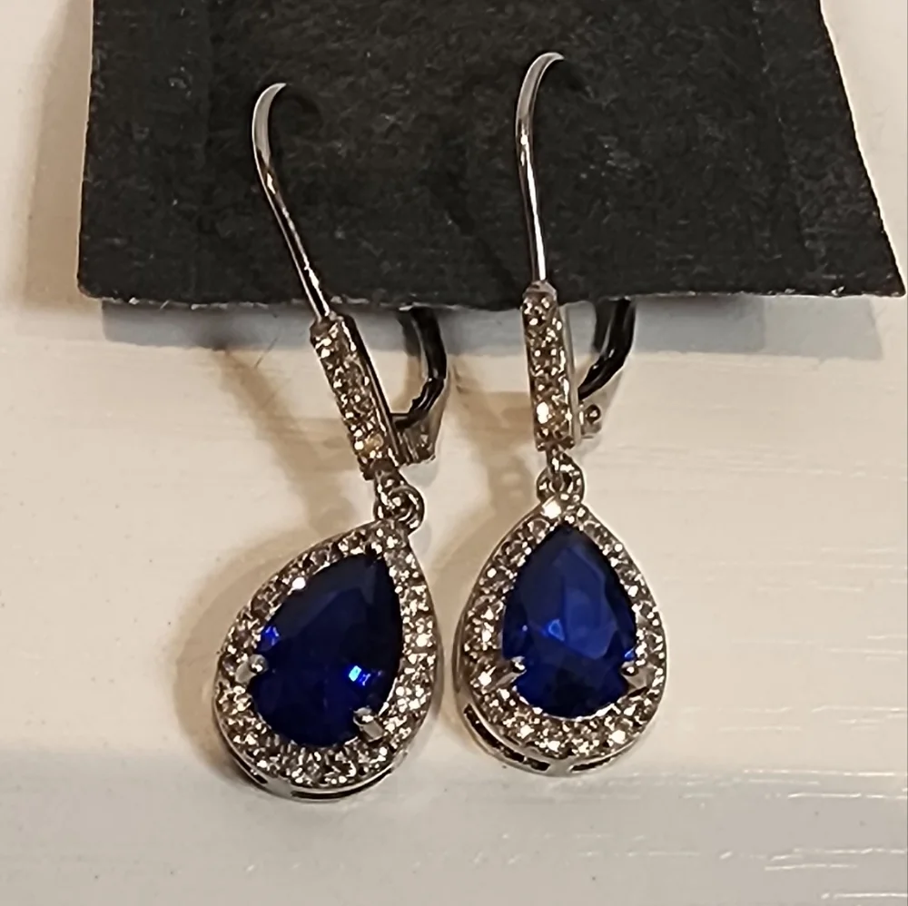 Sterling Silver Dangle Lever Back Earrings