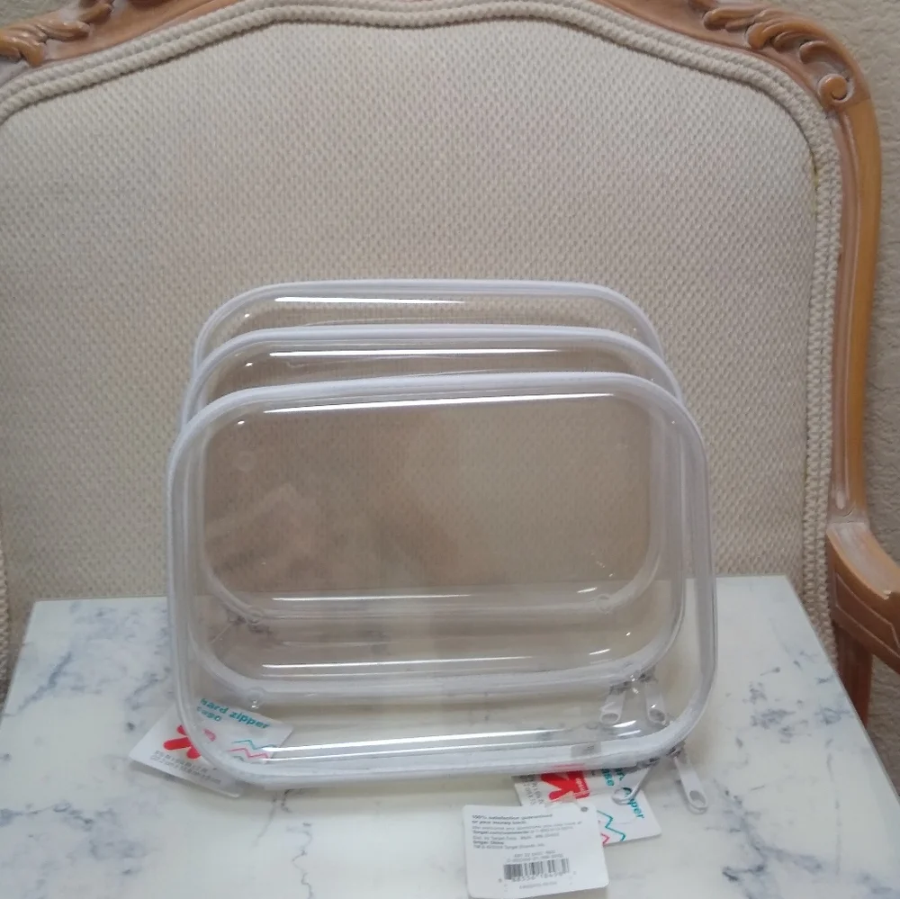 TARGET HARD SIDED ZIPPER PENCIL CASE CLEAR BY UP & UP SET OF 3