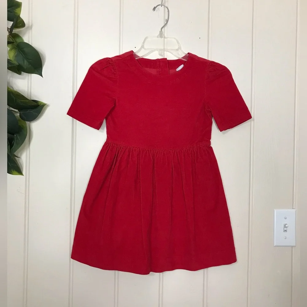 Christmas Gap Kids SS Red Velvet Dress 6 / 7 Small  98% Cotton 2% Spandex  Sm…